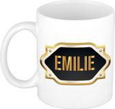Bellatio Decorations Emilie naam cadeau mok / beker met gouden embleem - kado verjaardag/ moeder/ pensioen/ geslaagd/ bedankt