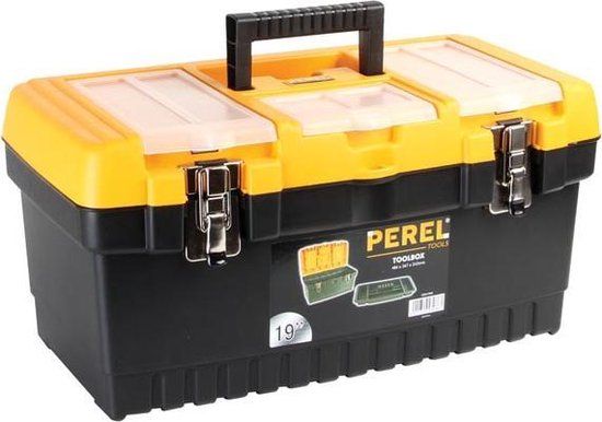 Perel Gereedschapskoffer - Zwart/Geel - 486 x 267 x 242 mm