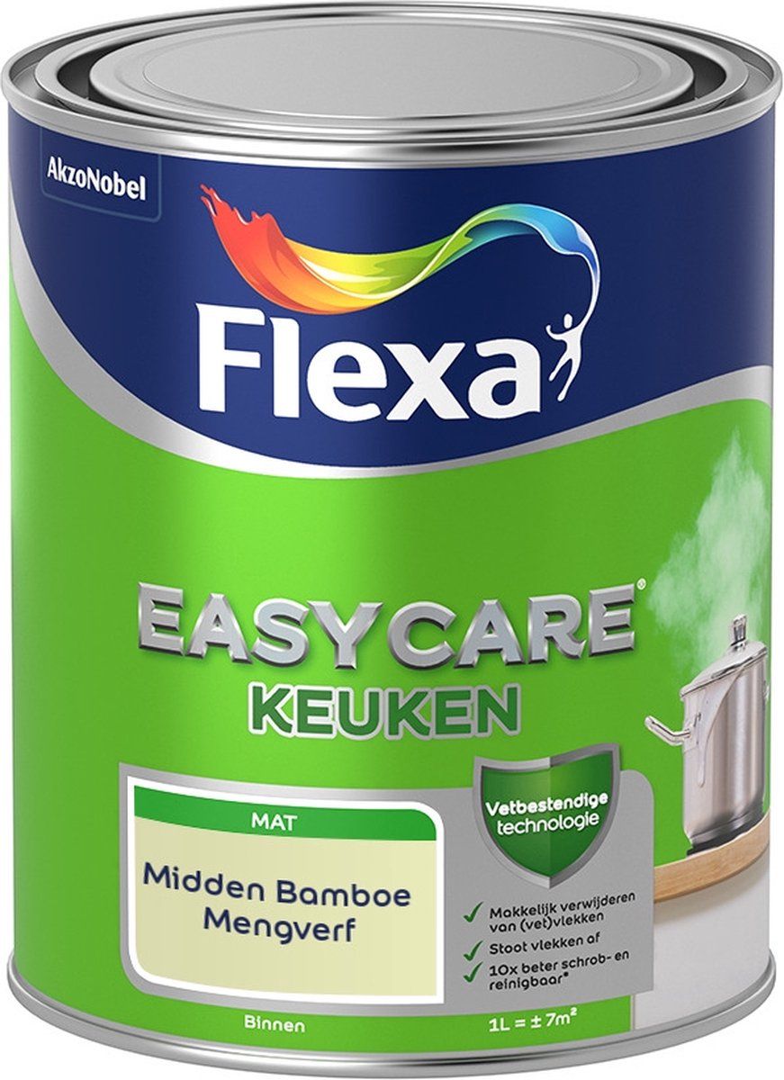 FLEXA Easycare Muurverf - Keuken - Mat - Midden Bamboe - 1 liter