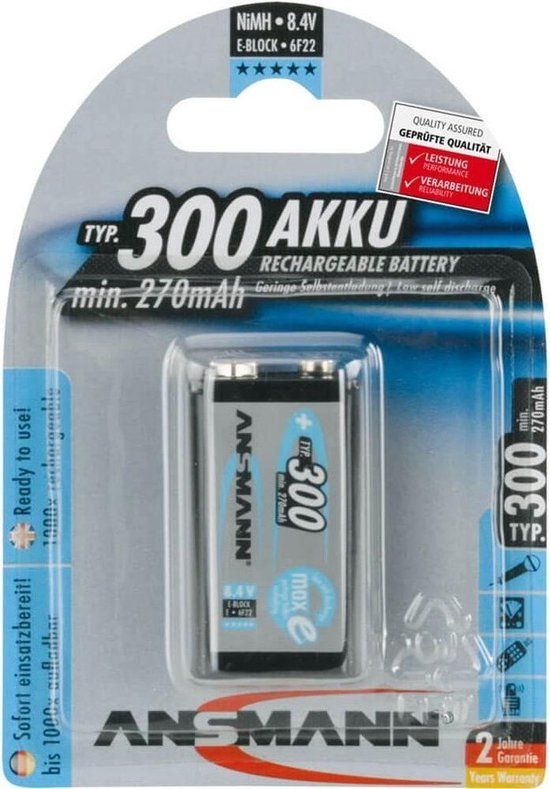 Ansmann 9V maxE Batterij - 270 mAh - 1 stuk