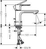 Hansgrohe Rebris E 1-gats wastafelkraan 80 coolstart m. waste mat zwart