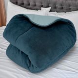 Soleil d'ocre Dekbed met fleece gevoerd, microvezel, 220 x 240 cm, tweekleurig, hemelsblauw en marineblauw