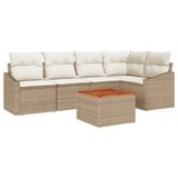 vidaXL Tuinbank Set 6-delig Beige en Crème Poly Rattan