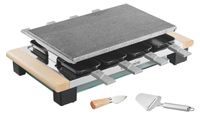 Merkloos Raclette gourmetset steengrill - Voor 8 personen - Lichthout en RVS
