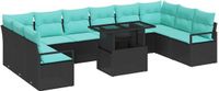 vidaXL Tuinbank Set Zwart en Blauw