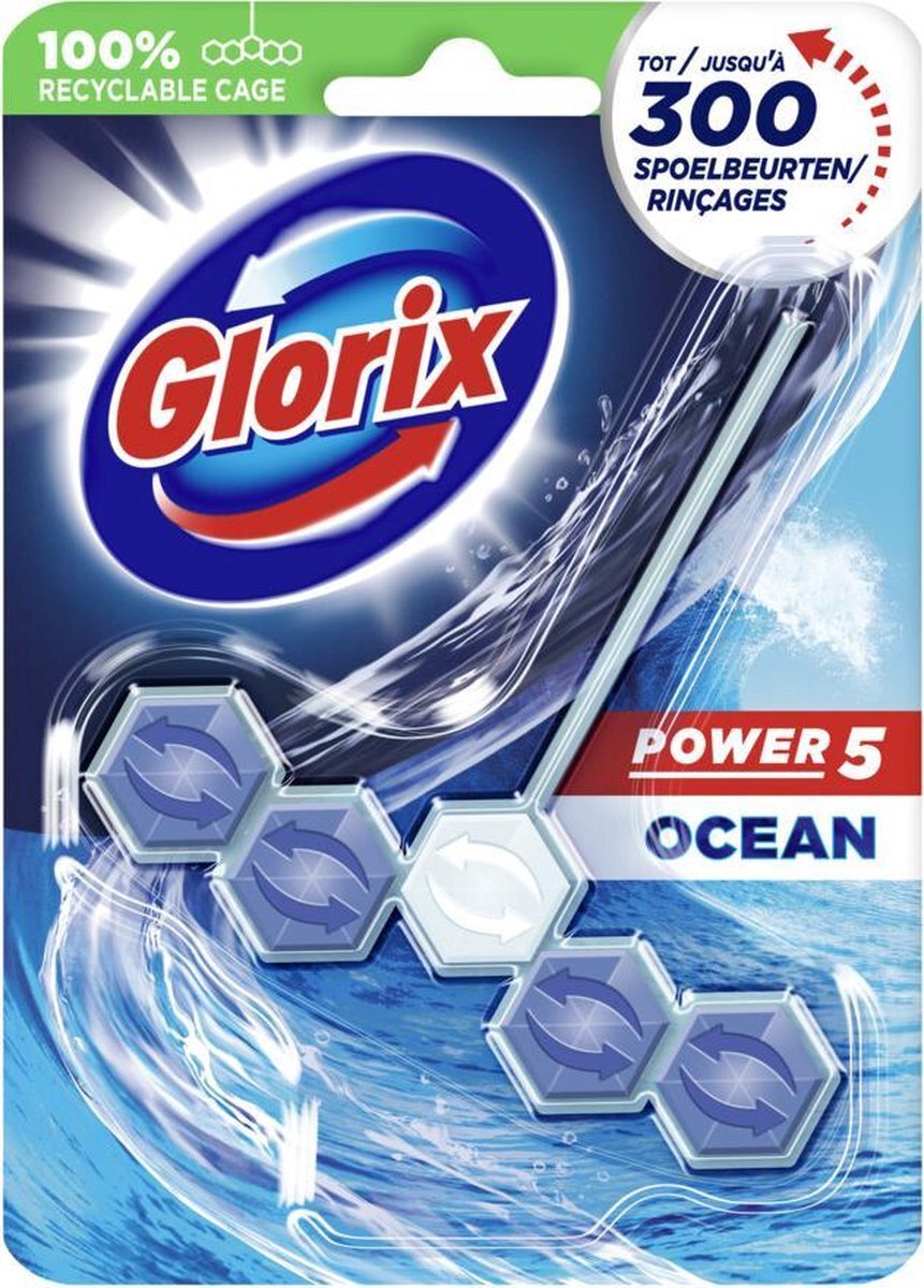 Glorix Power 5 Wc Blok - Ocean - 9 stuks - Voordeelverpakking