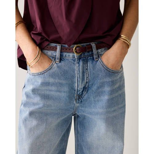 Summum Leren Riem Perforated Donkerrood