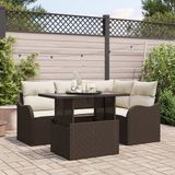vidaXL Buiten Eettafel Set 5-delig Bruin Polywood