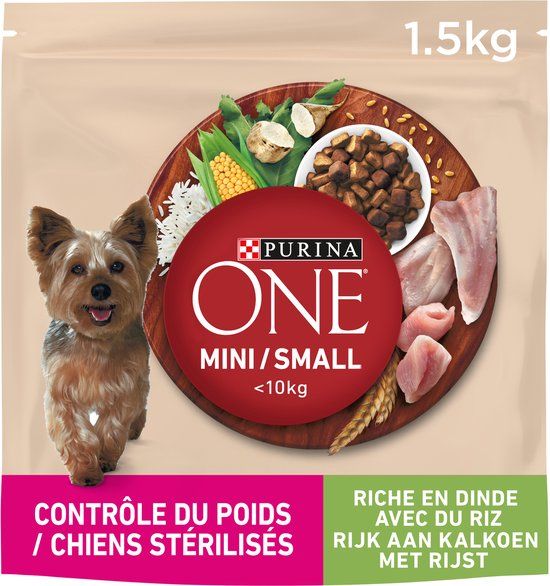Purina One 6x Hondenvoer Mini Kalkoen en Rijst 1,5kg