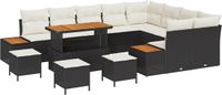 vidaXL Tuinbank Set Zwart Poly Rattan 13-delig