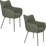 Housecraft living Jacques Eetkamerstoelen Armleuning Groen - Set van 2