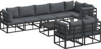 vidaXL Tuinbank - Set - 9 - st - Zwart - Aluminium