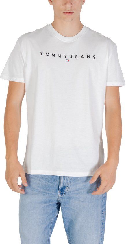 Tommy Jeans Linear Logo Embroidery Jersey T-Shirt Wit