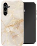 Selencia Hoesje - Geschikt voor Samsung Galaxy S23 FE - Backcover - Golden Beige Marble