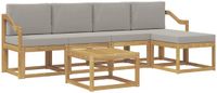 vidaXL - Buiten - bank - set - 6 - st - Wit - en - Lichtgrijs - Polyester