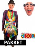 Shoppartners Opblaasbare Abraham tuin pop en masker - 140 cm - 50 jaar geworden - met extra accessoires