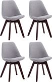 CLP Borneo V2 Set van 4 eetkamerstoelen - Stof bruin walnoot
