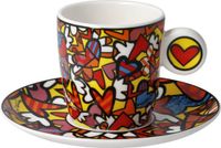 Goebel - Romero Britto | Kop en schotel Espresso All We Need is Love | Porselein - 12cm - 100ml