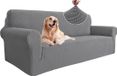 Sans marque Housse de canapé extensible 3 places - Housse de canapé élastique pour salon - Housse de canapé universelle extensible avec accoudoirs - Résistant aux rayures - Housse de meuble pour canapé - Gris clair