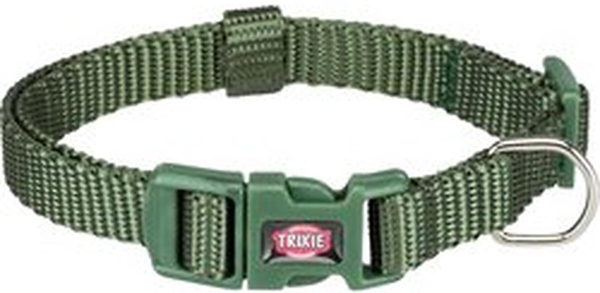 TRIXIE Hondenhalsband - Premium nylon halsband – M–L: 35–55 cm/20 mm – Kleur: Bosgroen