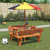 Maison Exclusive Table de pique-nique pour 4 enfants avec parasol, en pin massif
