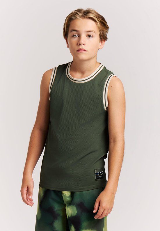Protest PRTFalty JR Tanktop Jongens Mouwloos Ronde hals Loose fit Groen