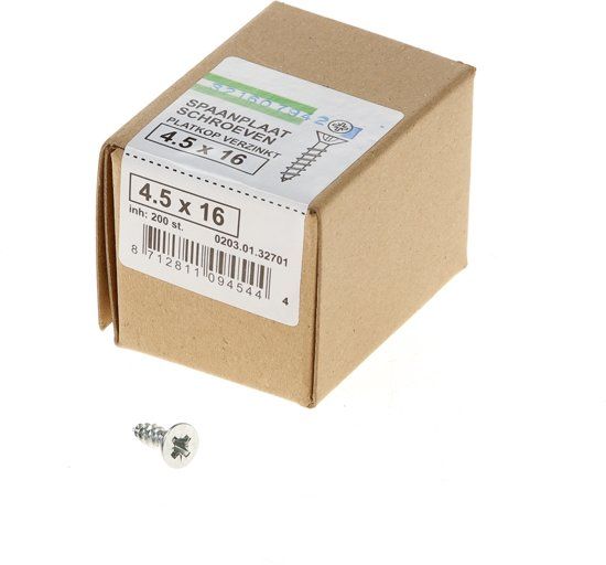 Hoenderdaal Spaanplaatschroef verzinkt platkop pz-2 4.5X16 voldraad (200)