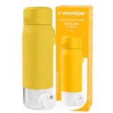 Wessper Waterfilterfles van glas, 700 ml, met ActitexDisc filter, geel