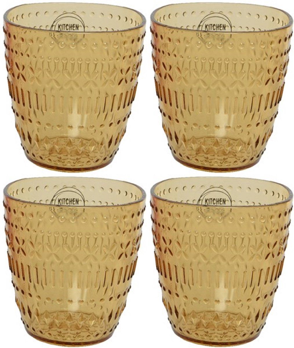 Decoris Set van 6x gele kunststof bekers 200 ml