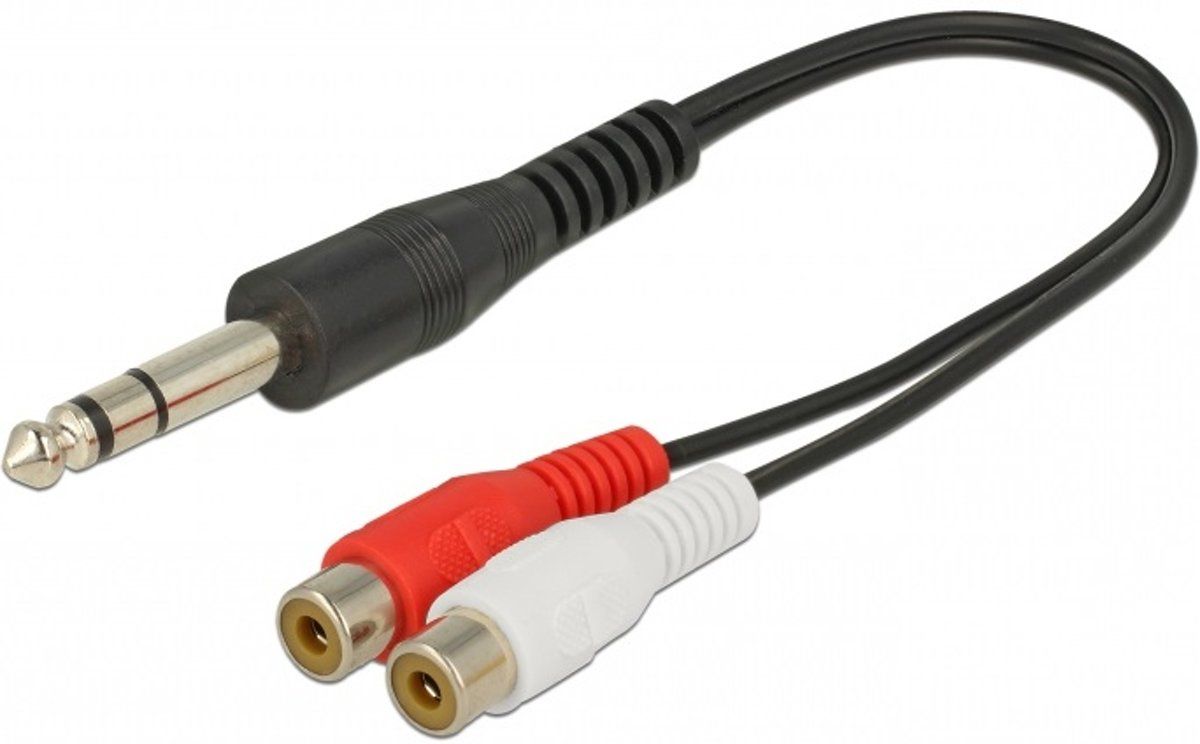 transmedia 6,35mm Jack (m) - Tulp stereo (v) audio adapter kabel - 0,20 meter