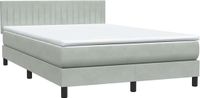 vidaXL Boxspring met matras fluweel lichtgrijs 160x210 cm