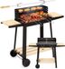 Springos Houtskool barbecue - Op Wielen - BBQ - Asopvangbak - Kunststof - RVS - Zwart - Houtlook - 5 Standen