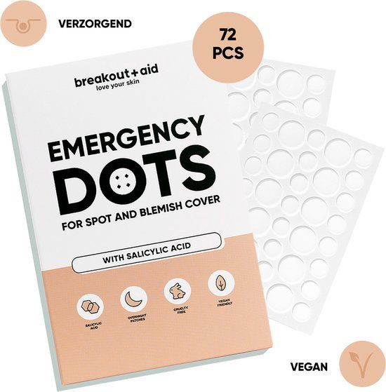 Breakout+Aid Emergency Pimple Patch met Salicylzuur 72 Stuks - Puisten en Acne Patch - Pimple Patches - Puisten Verwijderaar