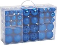 G. Wurm Gmbh + Co. Kg Boules de Noël - 100 pièces - bleu - plastique - brillant-mat-pailleté - 3-4-6 cm