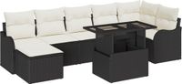 vidaXL Tuinbank Set 8-delig Zwart Polyrattan