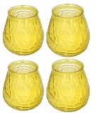 Pro Garden H&S Collection windlicht geurkaars - 4 stuks - geel - glas - citrus geur - 48 branduren