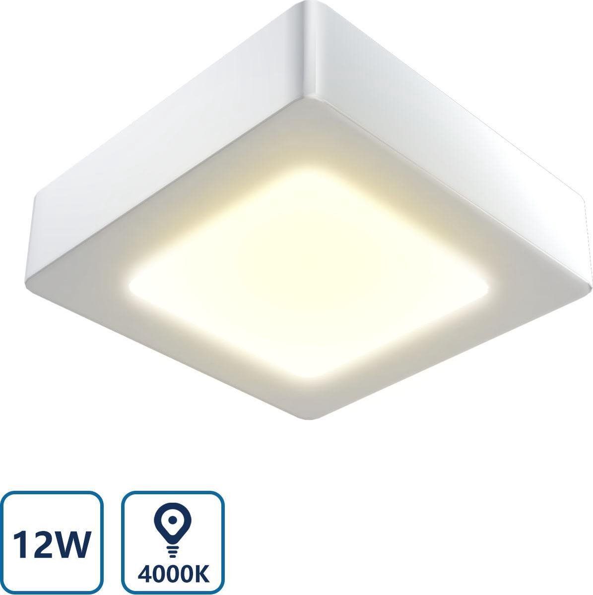 Aigostar LED Plafondlamp - 12W - 4000K - Vierkant - Wit