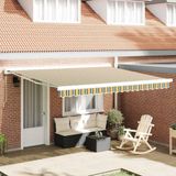 Maison Exclusive - Parasol manuel, 4 x 3,5 mètre, rayé vert et blanc, 100% polyester