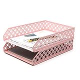 Exerz Brievenbak 2 stuks stapelbare papiersorteerder / bureau-organizer / archieflade voor kantoor - metalen opbergstandaard van draadgaas