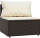 Banc de jardin d'angle avec coussins poly rotin marron