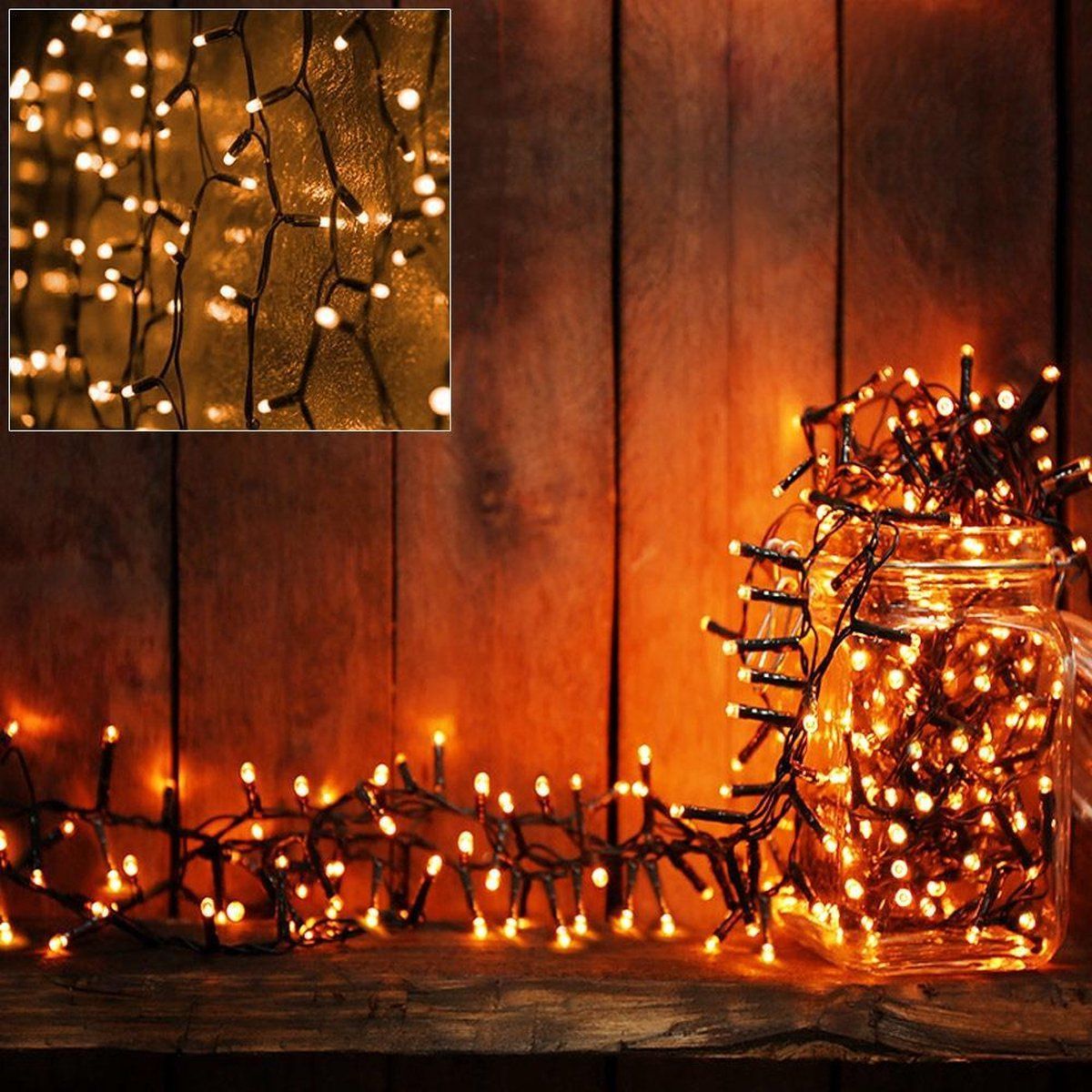 deuba Kerstverlichting warm wit 6 m 100 LEDs met timer - op batterijen - 8 lichtmodi