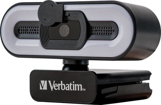 Verbatim Full HD 1080P Autofocus Webcam met Microfoon en Licht - Zwart