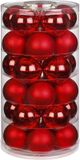 Inge-glas Christmas Goods Kerstballen set - 30x stuks - glas - rood - 6 cm - glans/mat