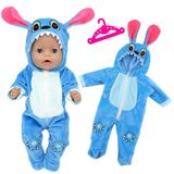 Merkloos Kleding voor Babypoppen 35-45cm - Blauwe Cartoon Puppy Bodysuit