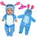 Merkloos Kleding voor Babypoppen 35-45cm - Blauwe Cartoon Puppy Bodysuit