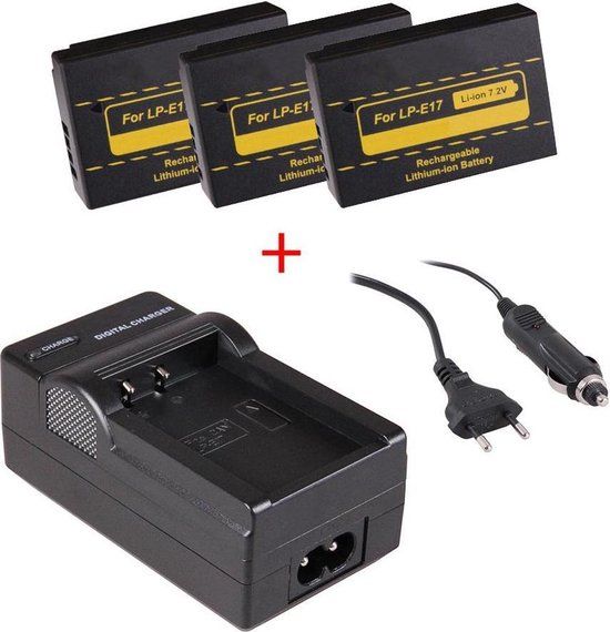 3x LP-E17 Camera Accu's voor Canon + Oplader - Merkloos