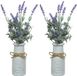 Decoris Lavendel kunstplant - 2x stuks - in witte pot - paars - H32 cm