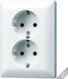 Jung AS5020KIUWW Wandcontactdoos met randaarde Inzetstuk 2-voudig Alpine-wit