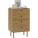 Commode 4 tiroirs, meuble de rangement étroit avec pieds en acier, coins arrondis, 60 x 39 x 91,5 cm, chêne