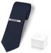 Swarovski Cravate Homme avec Clip - 7 cm Large - 100% Laine Loro Piana - Bleu Pied-de-poule